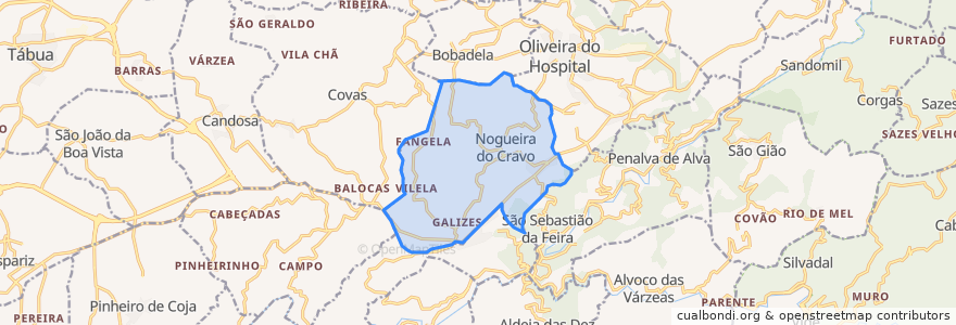 Mapa de ubicacion de Nogueira do Cravo.