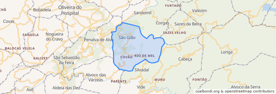 Mapa de ubicacion de São Gião.