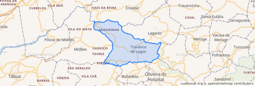 Mapa de ubicacion de Travanca de Lagos.