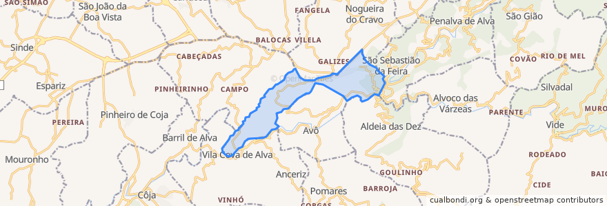 Mapa de ubicacion de Santa Ovaia e Vila Pouca da Beira.