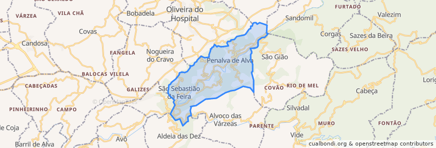 Mapa de ubicacion de Penalva de Alva e São Sebastião da Feira.