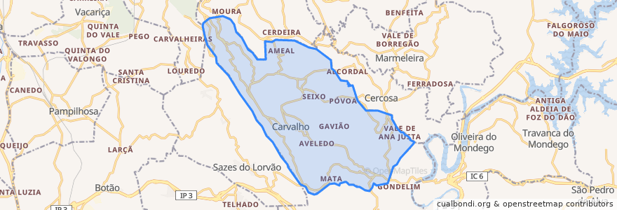 Mapa de ubicacion de Carvalho.