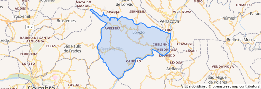 Mapa de ubicacion de Lorvão.