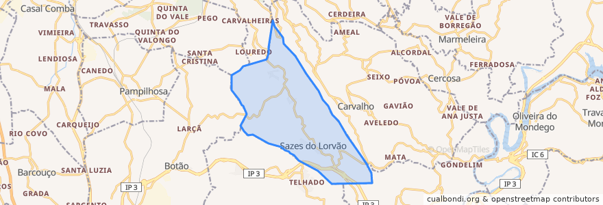 Mapa de ubicacion de Sazes do Lorvão.