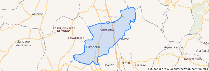 Mapa de ubicacion de Cumeeira.