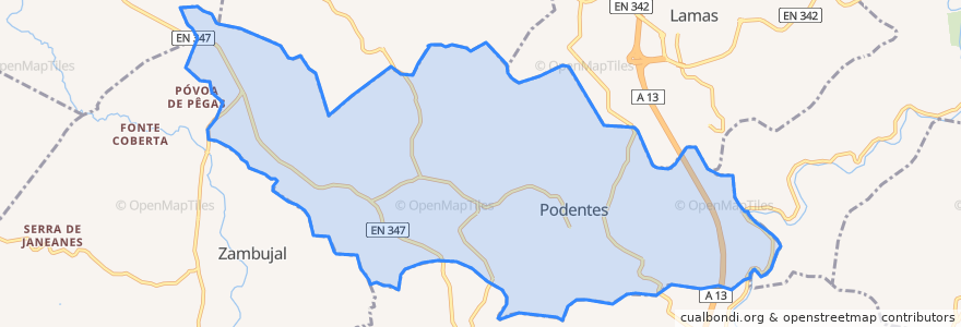 Mapa de ubicacion de Podentes.