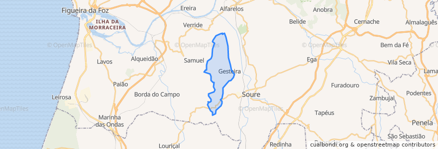 Mapa de ubicacion de Gesteira e Brunhós.