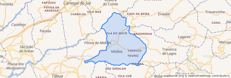 Mapa de ubicacion de Midões.