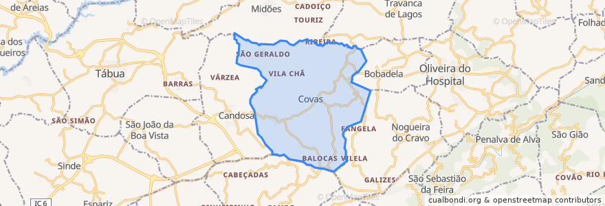 Mapa de ubicacion de Covas e Vila Nova de Oliveirinha.