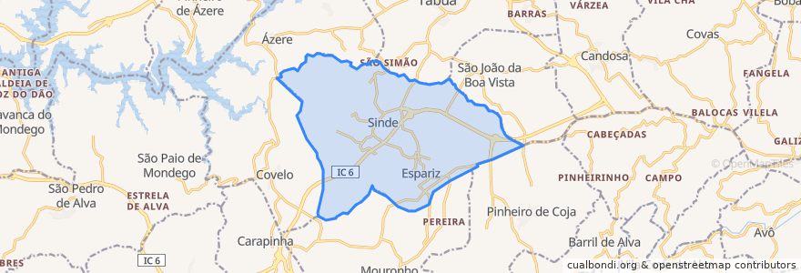 Mapa de ubicacion de Espariz e Sinde.