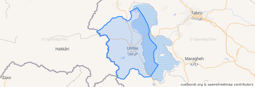 Mapa de ubicacion de شهرستان ارومیه.