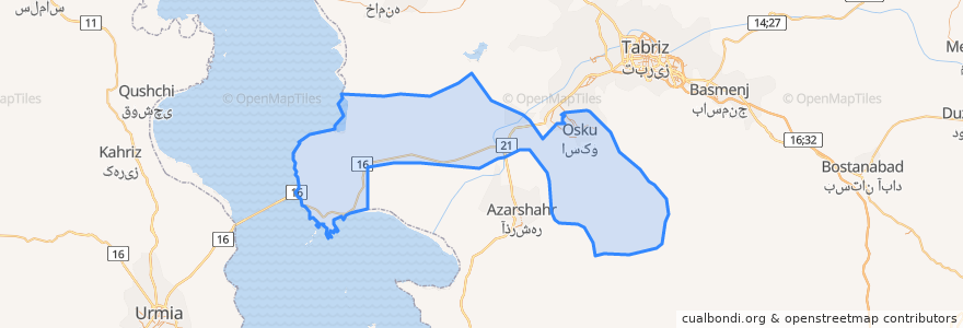 Mapa de ubicacion de شهرستان اسکو.