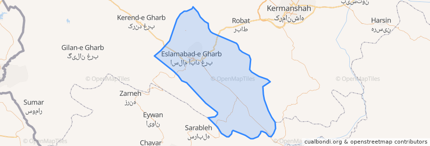 Mapa de ubicacion de شهرستان اسلام آباد غرب.