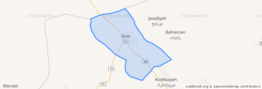 Mapa de ubicacion de شهرستان انار.