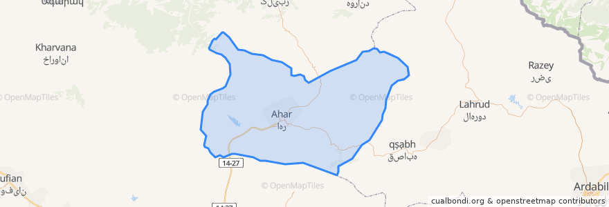 Mapa de ubicacion de شهرستان اهر.