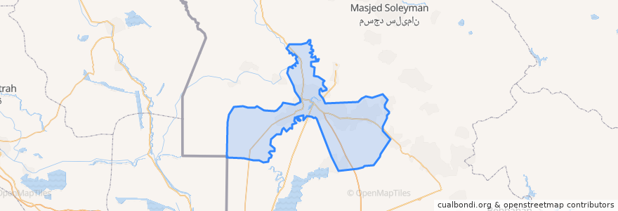 Mapa de ubicacion de شهرستان اهواز.