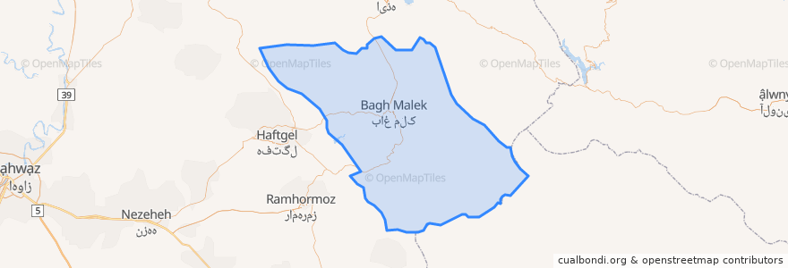 Mapa de ubicacion de شهرستان باغ ملک.