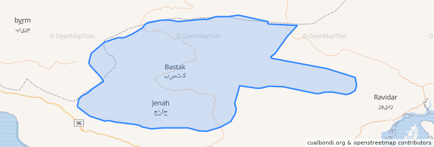 Mapa de ubicacion de شهرستان بستک.