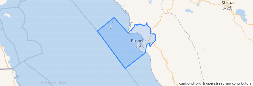 Mapa de ubicacion de Bushehr County.