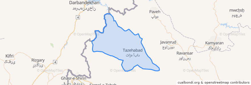 Mapa de ubicacion de شهرستان ثلاث باباجانی.