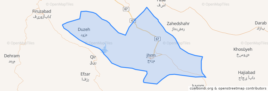 Mapa de ubicacion de شهرستان جهرم.