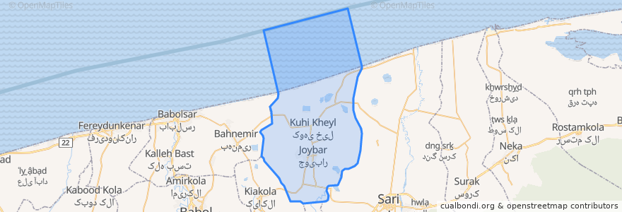 Mapa de ubicacion de شهرستان جویبار.