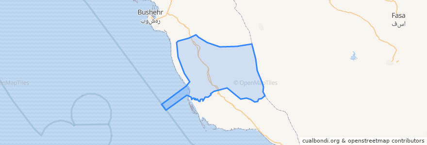 Mapa de ubicacion de شهرستان دشتی.