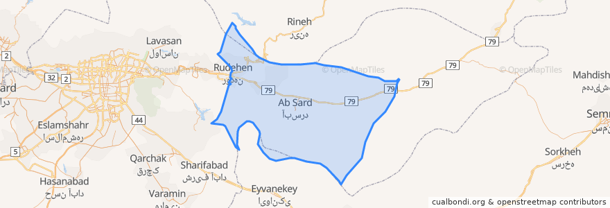 Mapa de ubicacion de شهرستان دماوند.