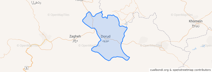 Mapa de ubicacion de شهرستان دورود.