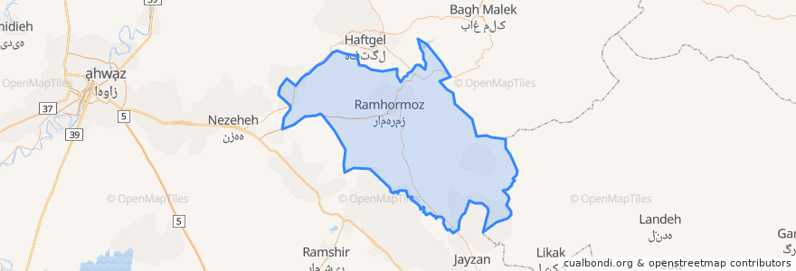 Mapa de ubicacion de شهرستان رامهرمز.