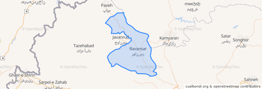 Mapa de ubicacion de شهرستان روانسر.