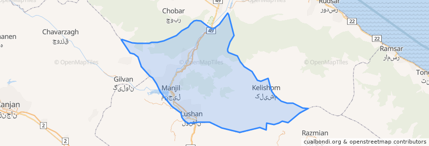 Mapa de ubicacion de شهرستان رودبار.