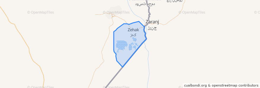 Mapa de ubicacion de شهرستان زهک.