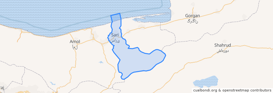 Mapa de ubicacion de شهرستان ساری.