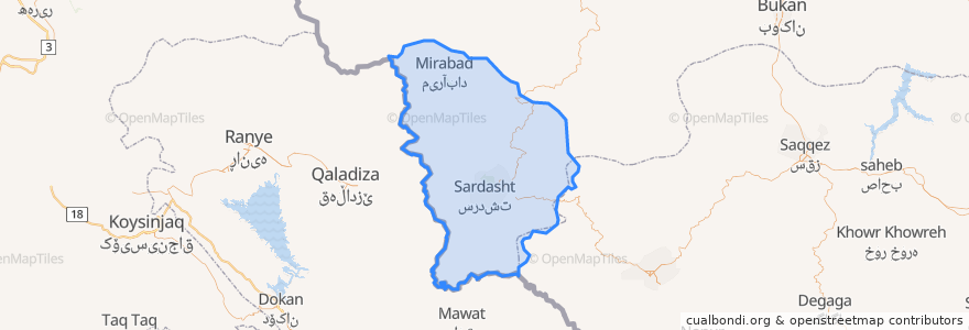 Mapa de ubicacion de شهرستان سردشت.