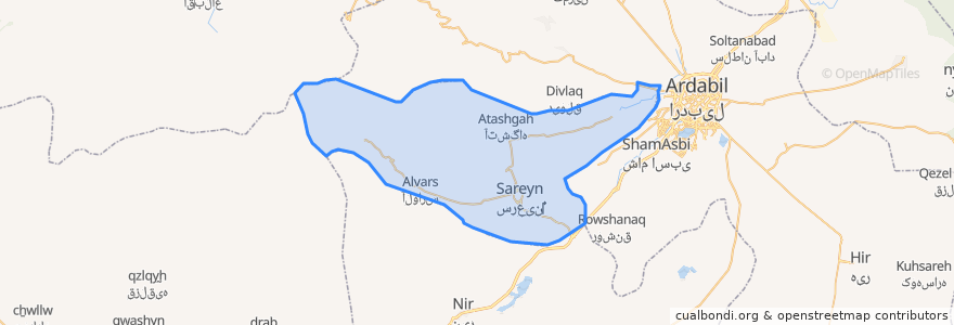 Mapa de ubicacion de شهرستان سرعین.