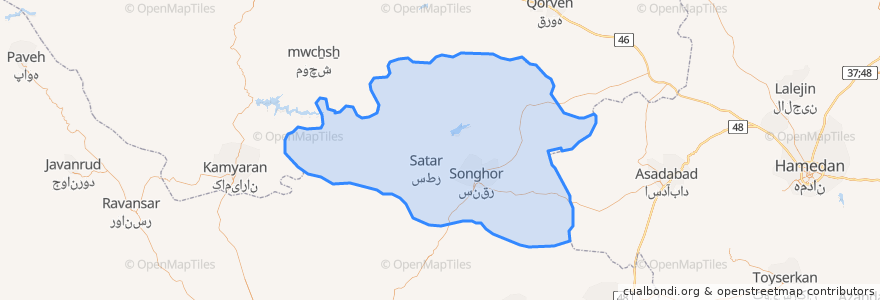 Mapa de ubicacion de شهرستان سنقر.