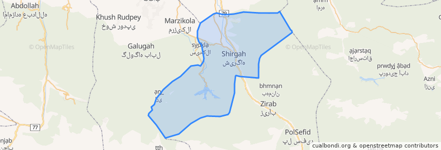 Mapa de ubicacion de شهرستان سوادکوه شمالی.