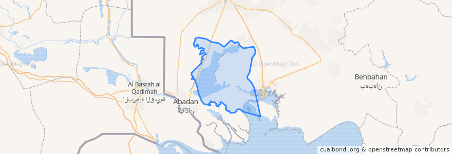 Mapa de ubicacion de Shadegan County.