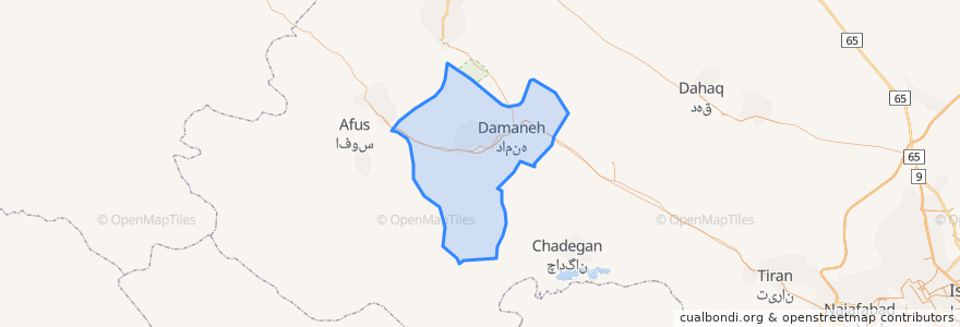 Mapa de ubicacion de شهرستان فریدن.