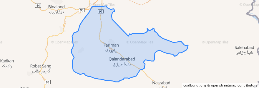 Mapa de ubicacion de شهرستان فریمان.