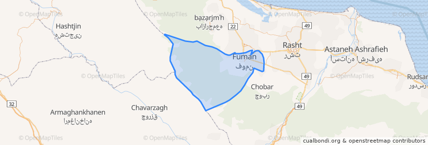 Mapa de ubicacion de شهرستان فومن.