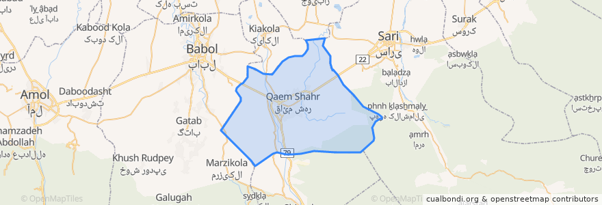 Mapa de ubicacion de شهرستان قائم شهر.