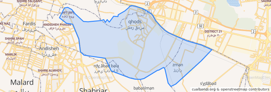 Mapa de ubicacion de شهرستان قدس.