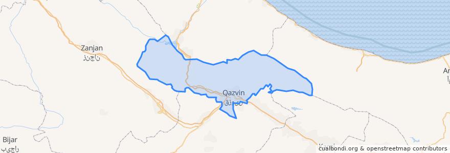 Mapa de ubicacion de Qazvin County.