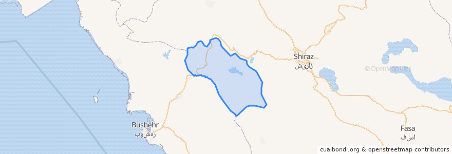 Mapa de ubicacion de شهرستان کازرون.