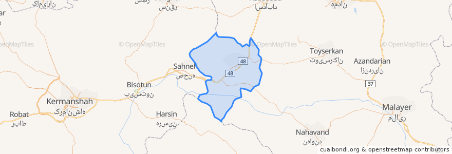 Mapa de ubicacion de شهرستان کنگاور.