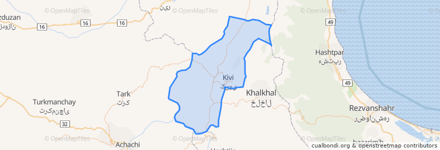 Mapa de ubicacion de شهرستان کوثر.