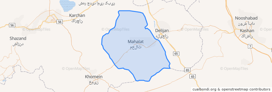 Mapa de ubicacion de شهرستان محلات.