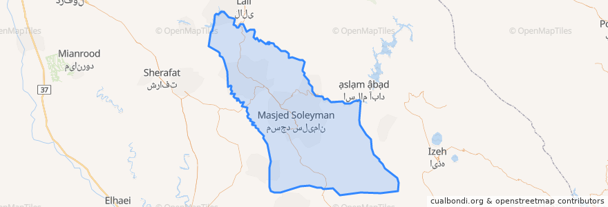 Mapa de ubicacion de شهرستان مسجدسلیمان.